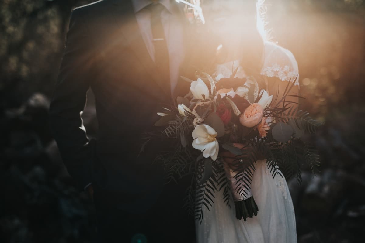 Sunset wedding couple